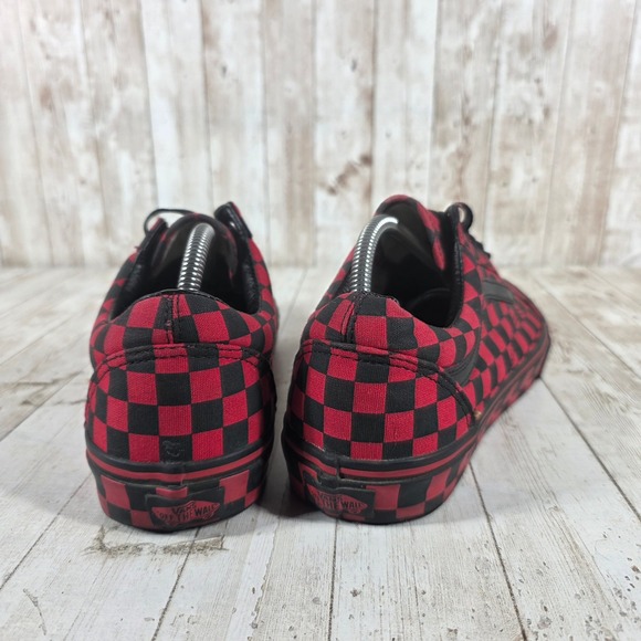 Vans Old Skool Red Black Checkerboard Skate Shoes Mens 10 Low Top 721454 - Picture 3 of 8